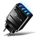 szybka ładowarka sieciowa QUICK CHARGE 3.0 4x USB czarna/biała