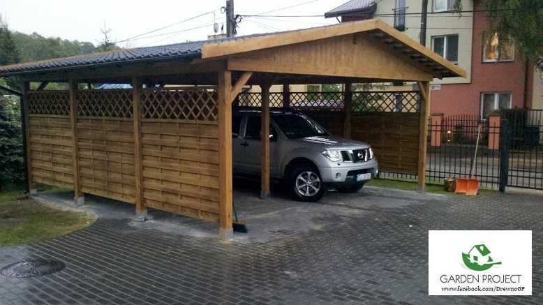wiata carport2 z dachem dwu spadowym na dwa auta