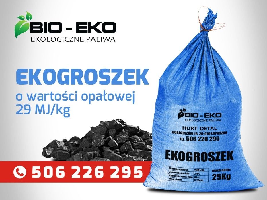 Ekogroszek Karlik Wesoła Staszic workowany 25kg , luz, 29Mj Transport