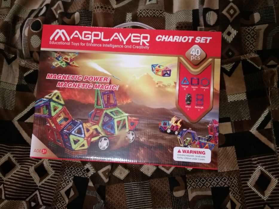 Магнитный конструктор Magplayer Chariot Set 40д.