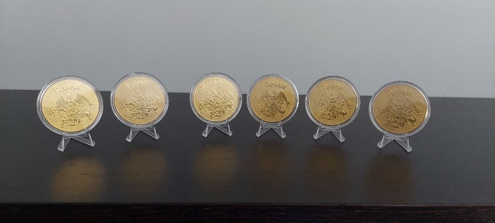 Moedas POKÉMON em Metal maciço 6 Unidades + Apliques NOVAS