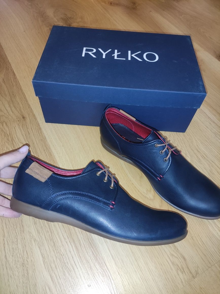 Buty męskie Ryłko r.41 nowe granatowy wizytowe na wesele eleganckie