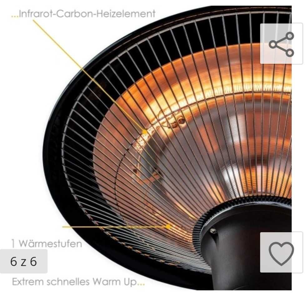 Ogrzewacz tarasowy z podstawką, promiennik kwarcowy, 1500 W,