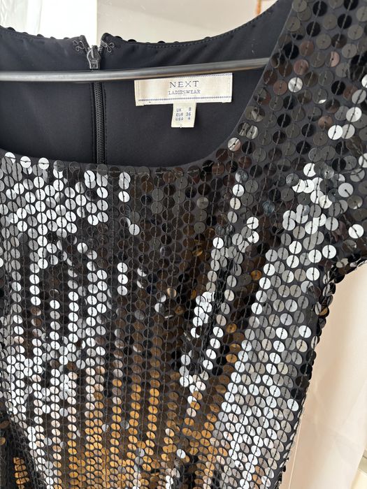 Czarna cekinowa sukienka sylwester impreza karnawał S 36