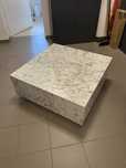 Stolik kawowy MDF bialy marmur 90x90x35 + pomocniczy
