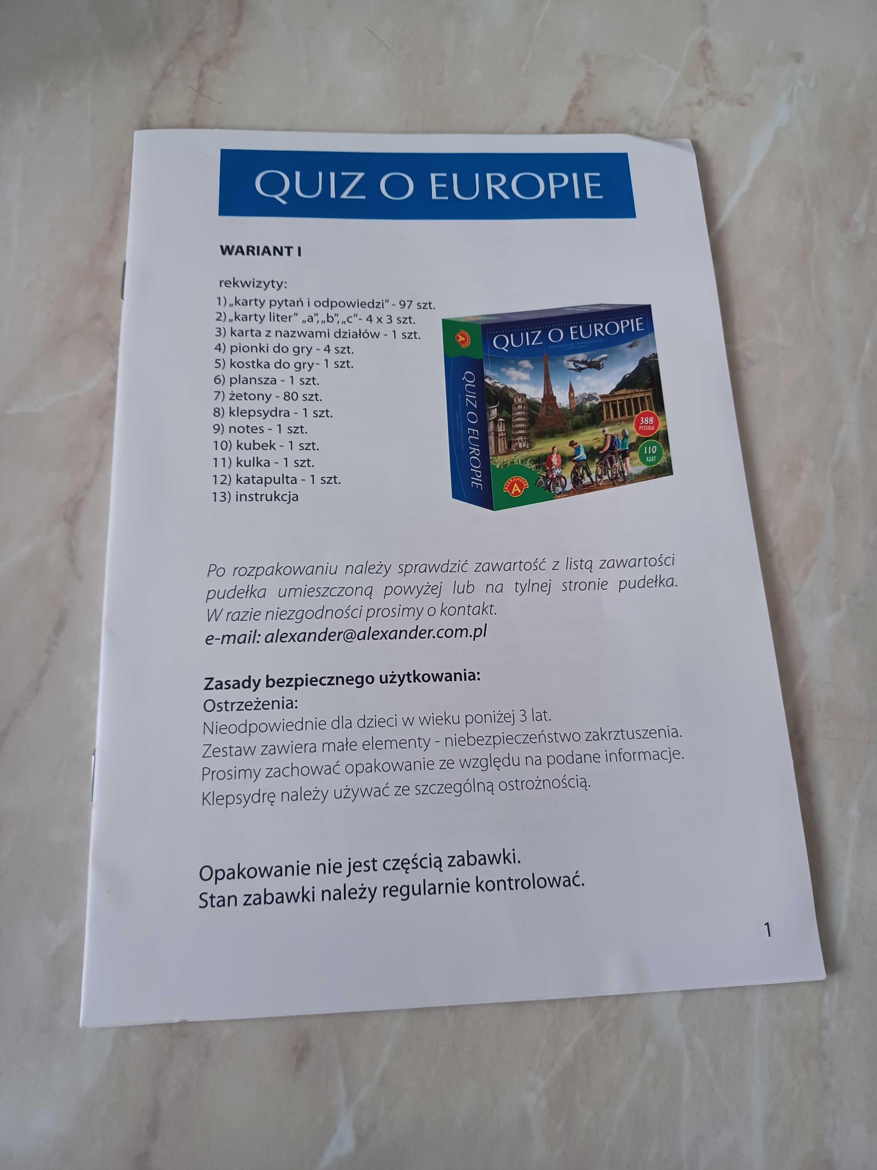 Gra edukacyjna quiz o Europie