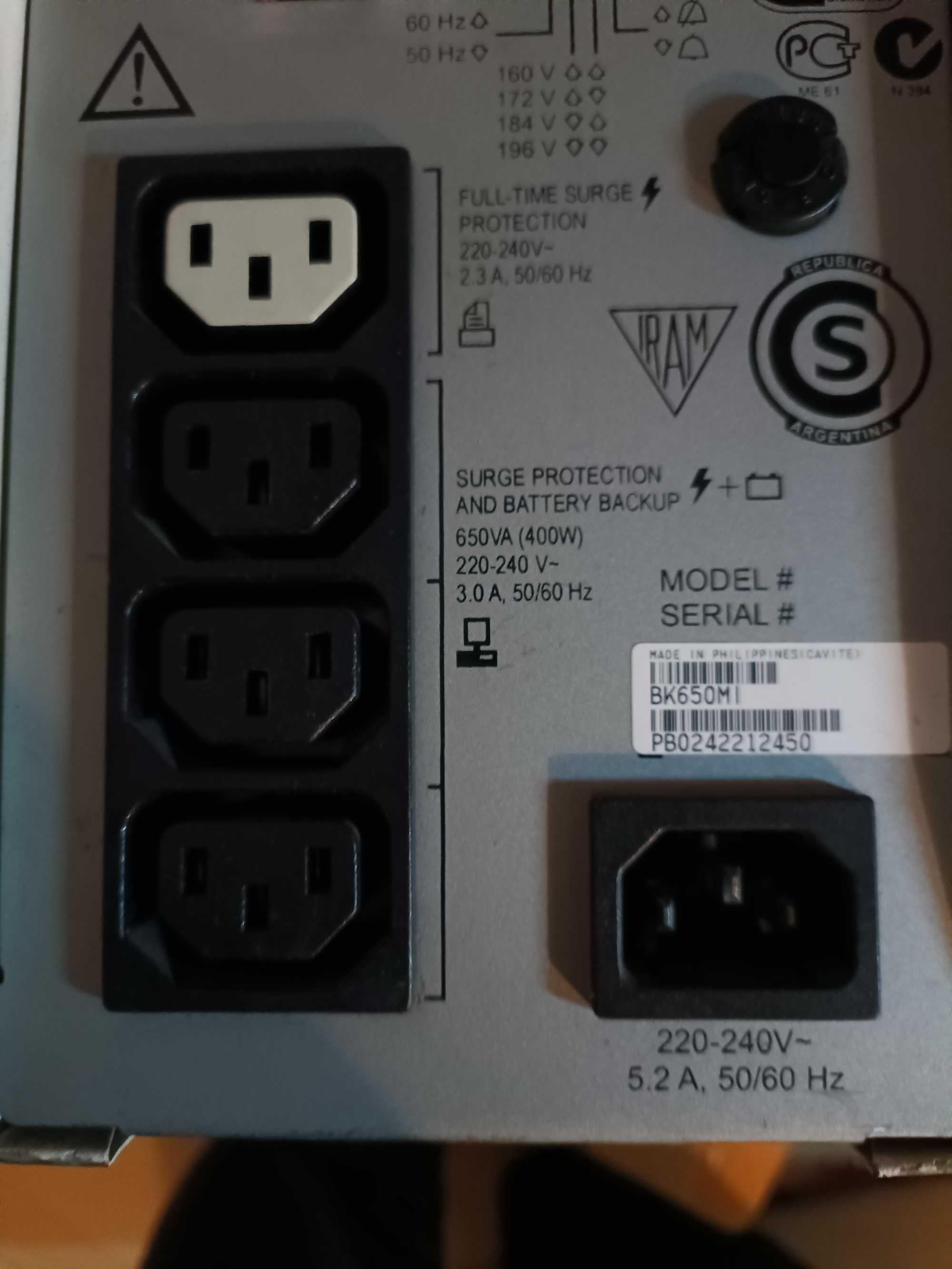 APC BACK-UPS zasilanie awaryjne 400W oświetlenie sterowanie BK650MI