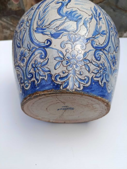 Vaso Cachepot Faiança Portuguesa St’ Anna Séc XVIII 24 cm