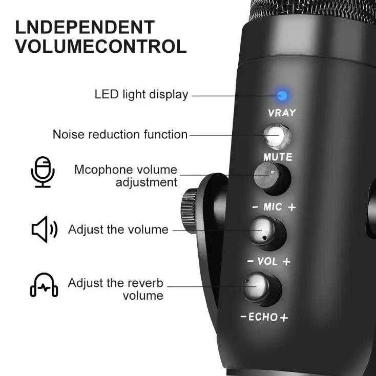 Микрофон mu900 USB конденсаторный в стиле Blue Yeti - Черный