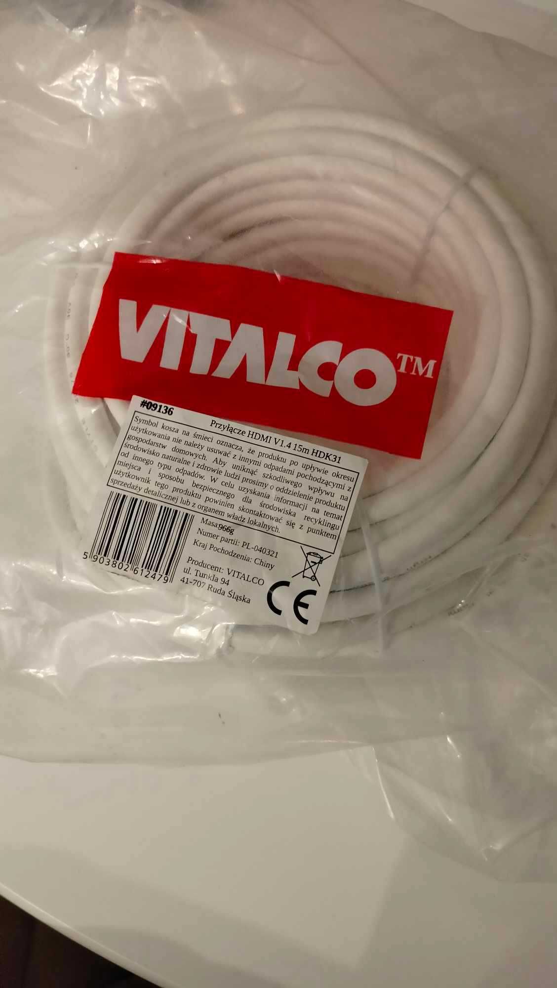 kabel VITALCO HDK31 Kabel HDMI 4K biały 15m