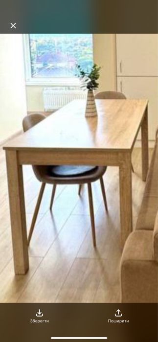 Стіл, два стільці, Висота стола 75 см; довжина 1м. 20 см;ширина 68 см.