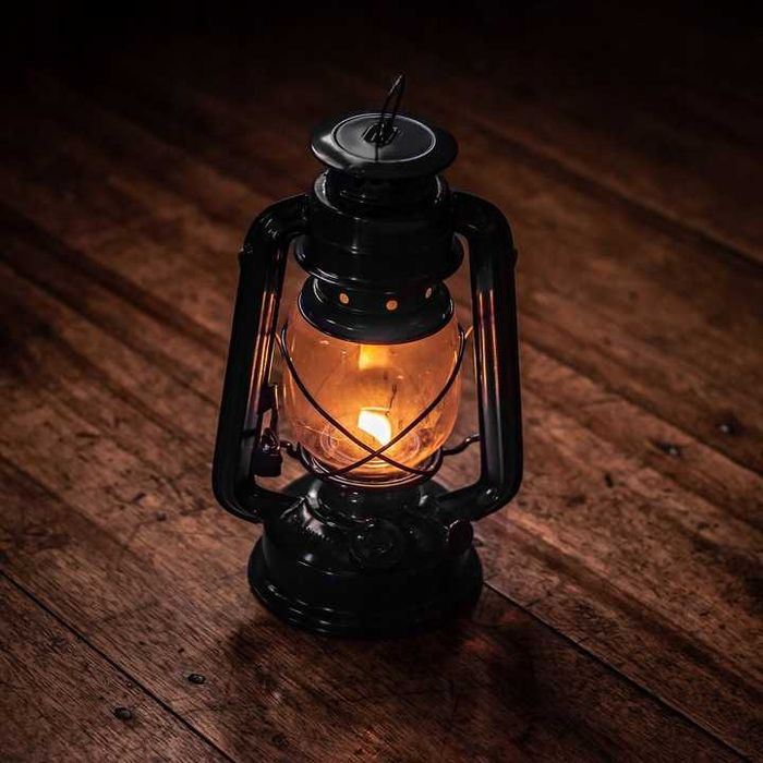 Lampa naftowa RETRO 24cm na naftę + knot niebieski