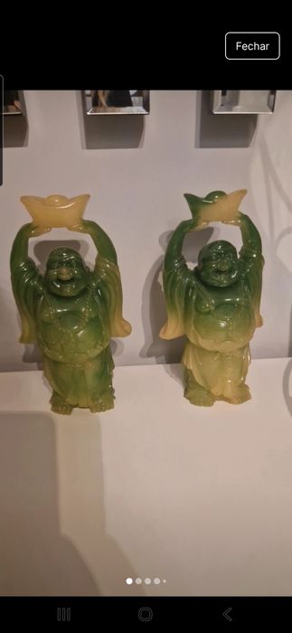 Conjunto de 3 budas em jade