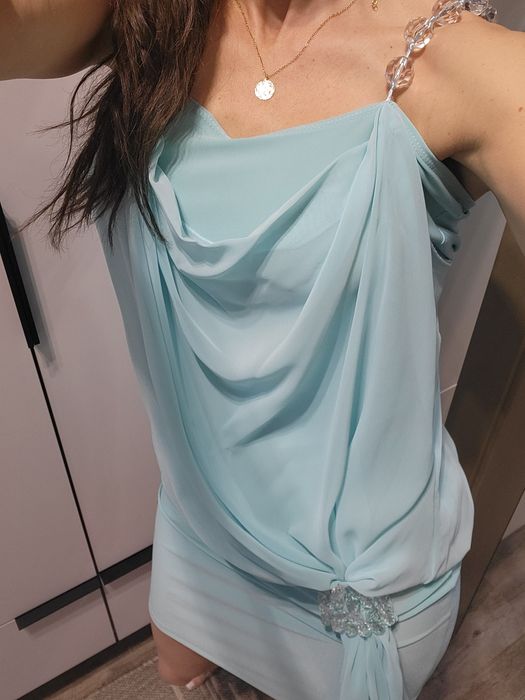 Sukienka wizytowa miętową mega wygodna