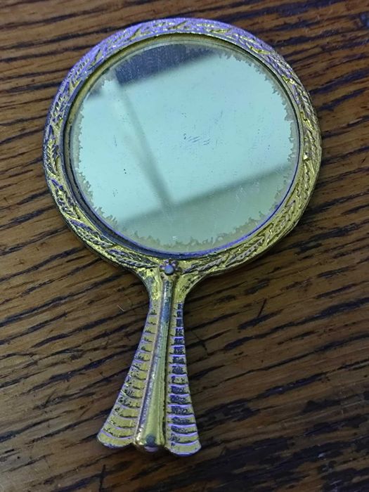 Epelho de mao Vintage Antigo Bronze Margaret Rose England