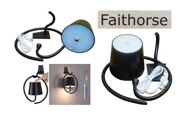 Lampka led zawieszana na ścianie ładowanie usb czarny mat metalowa