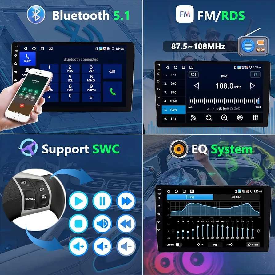 RADIO ANDROID NAWIGACJA 9 CALI Android 2-DIN (2+64GB) Apple CarPlay.