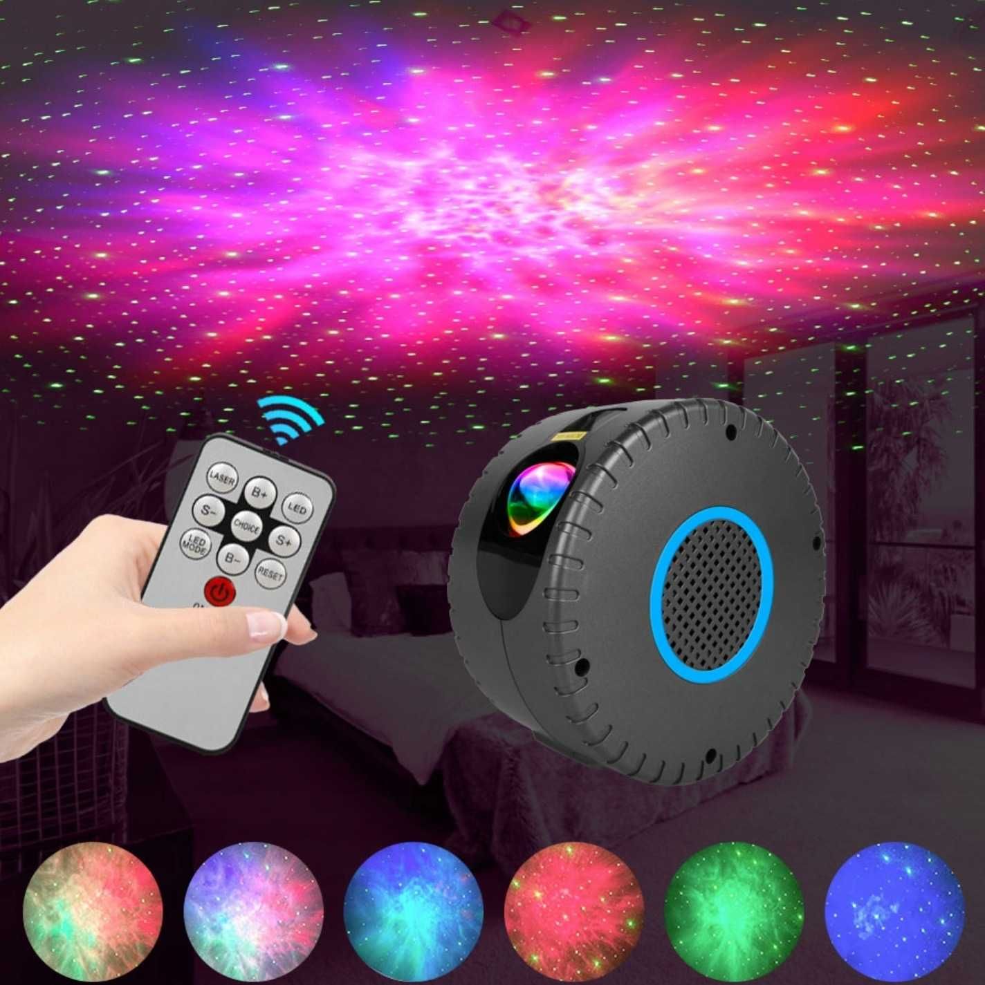 Projektor rzutnik gwiazd NEBULA LED lampka nocna bluetooth USB pilot