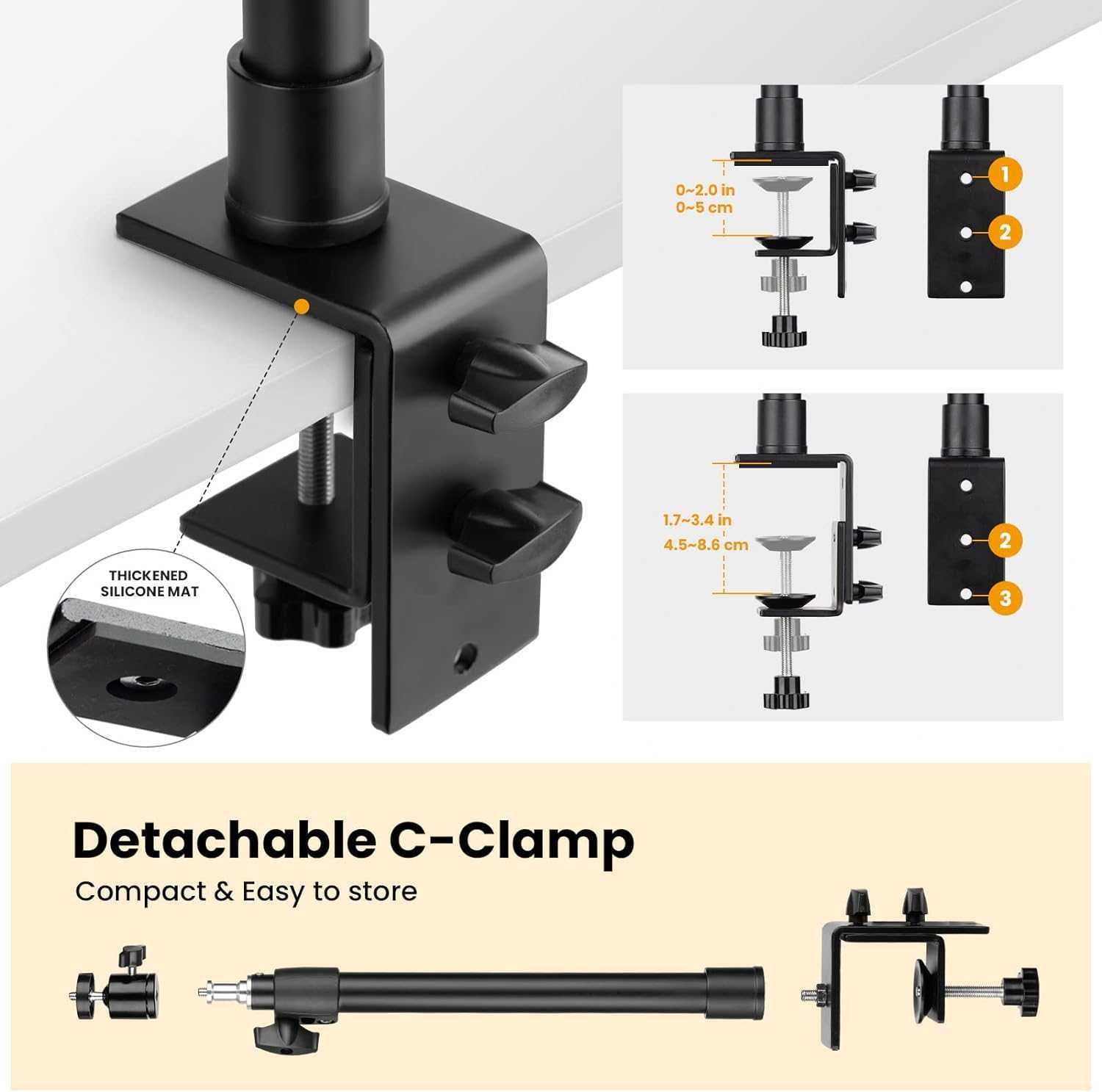TARION Suporte de luz de mesa suporte para câmara com parafusos de 1/4