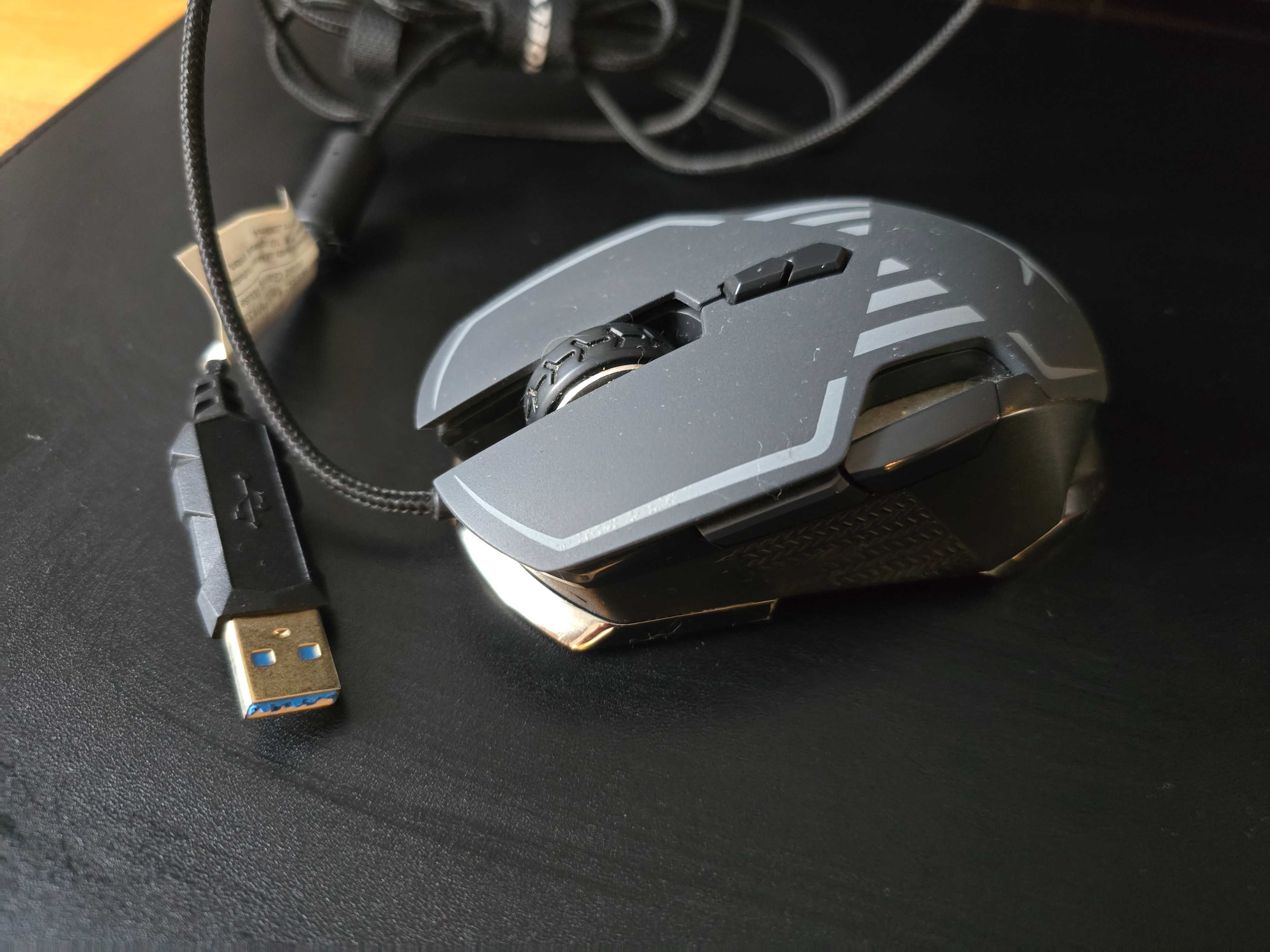 Mysz, myszka gamingowa Delux M628BU 16000 DPI RGB - stan bardzo dobry