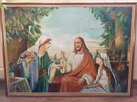 Obraz stary malowany, Jezus, prl