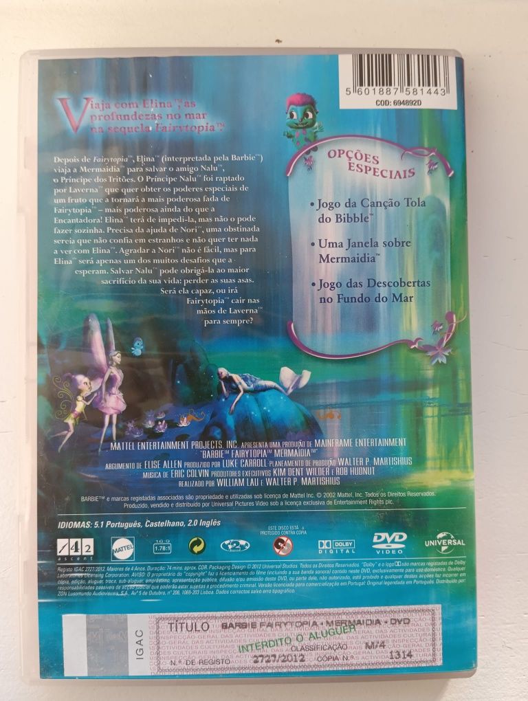 DVD Barbie Fairytopia mermaidia