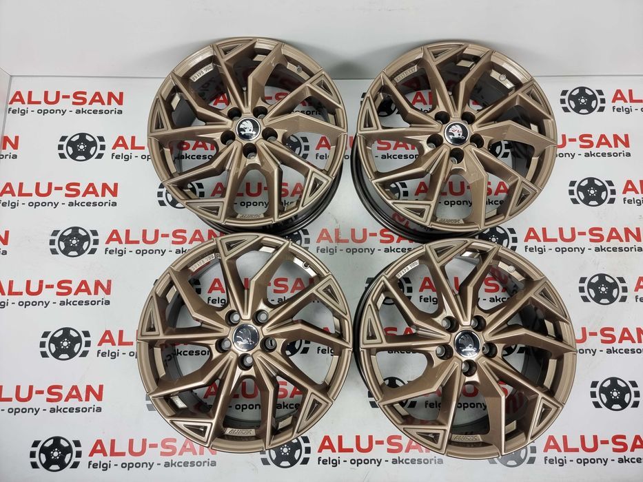 Nowe alufelgi SKODA 18" 5x112 KaroQ KodiaQ Octavia SuperB - Złoty