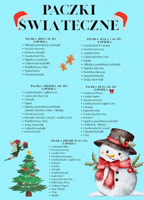 Paczki świąteczne zestawy słodyczy prezent