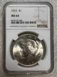 Долар Мирний 1923 слаб NGC MS-64 Америка США