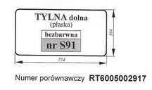 John Deere 3100,3210X , Renault Ceres 65 340X - szyba tylna dolna S 91