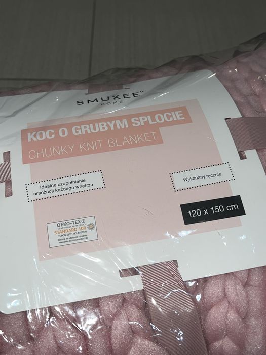 Viral Koc o grubym splocie 120x150 cm pudrowy róż