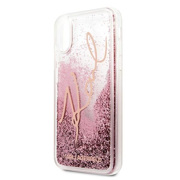 Etui Karl Lagerfeld Glitter Signature iPhone X/Xs różowo-złoty