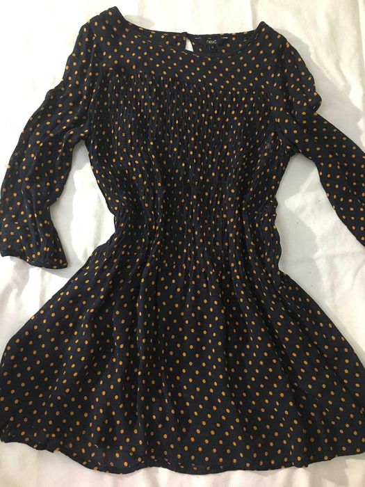 Сукня в горошок темно-синя