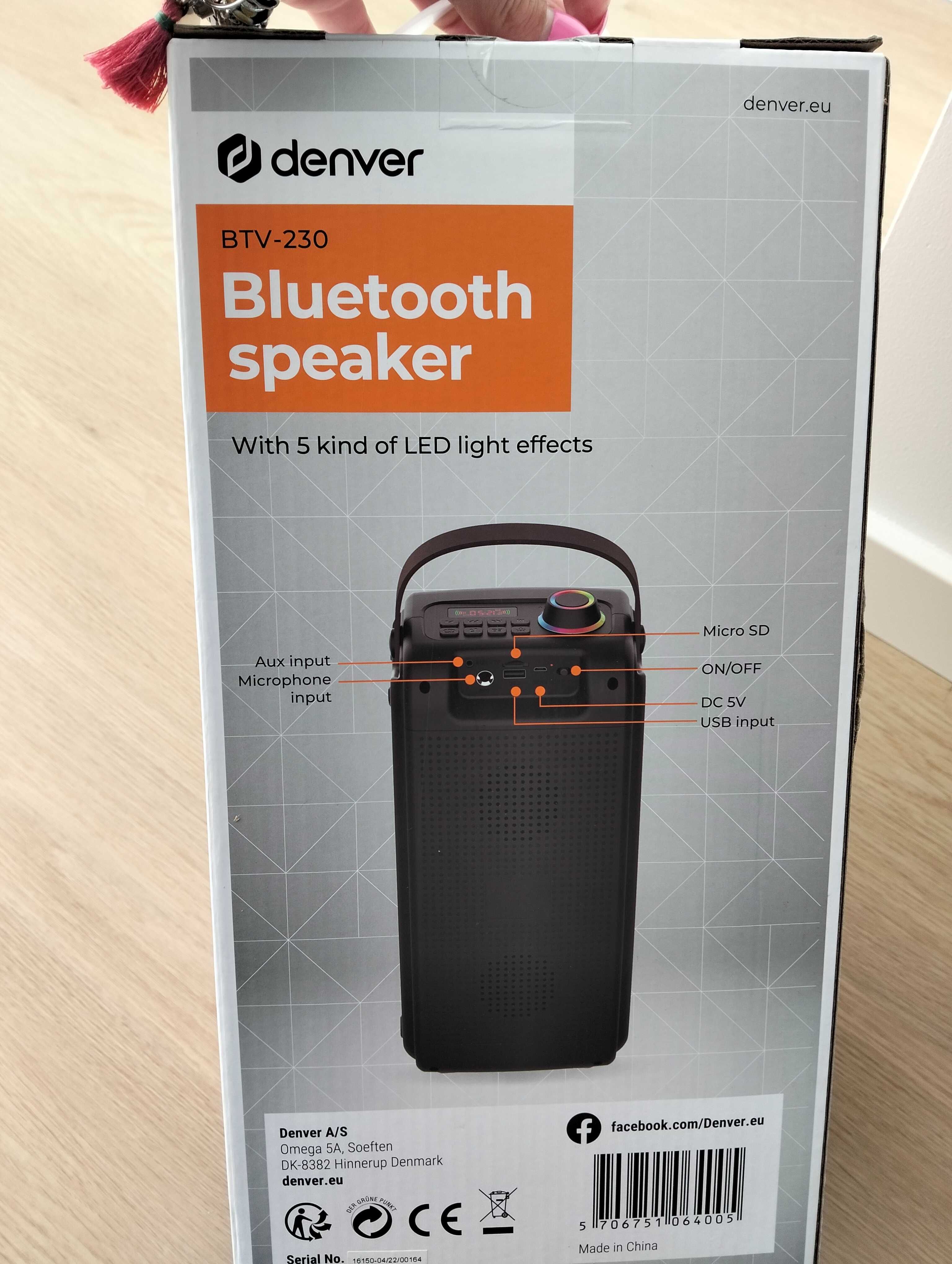 Coluna bluetooth com karaoke marca Denver