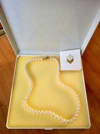 Naszyjnik złoty z pereł NOWY Kruk 62 prawdziwe perły