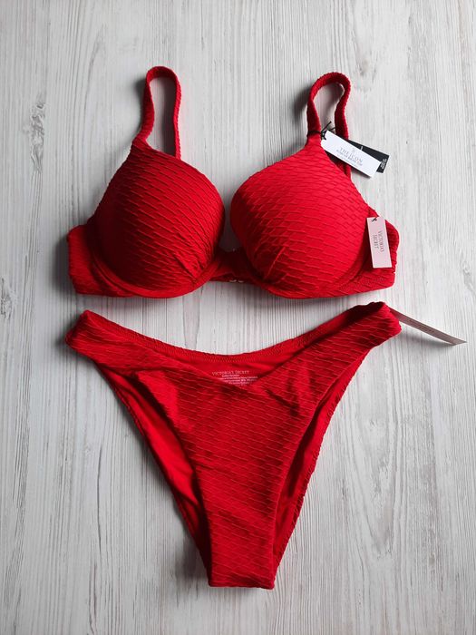 Красный купальник Victoria's secret бандо пуш-ап 80В 80С 85А варианты