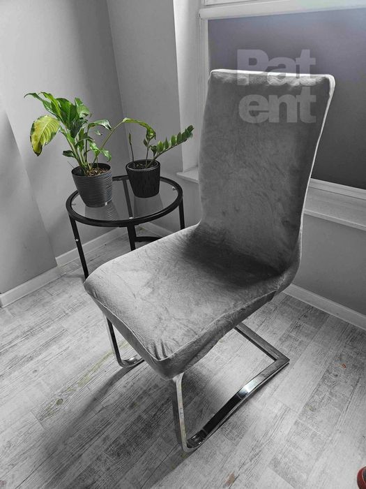 Pokrowce na krzesła miękkie welurowe komplet szare 4 sztuki