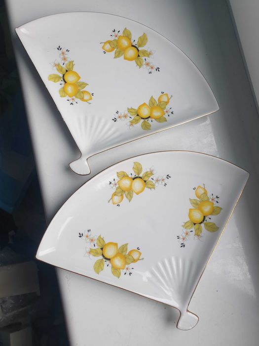 patery 2 sztuki porcelana złocona Wałbrzych cytrynki
