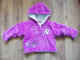 Ciepła fioletowa bluza z kapturem kurtka płaszczyk dla dziewczynki 68