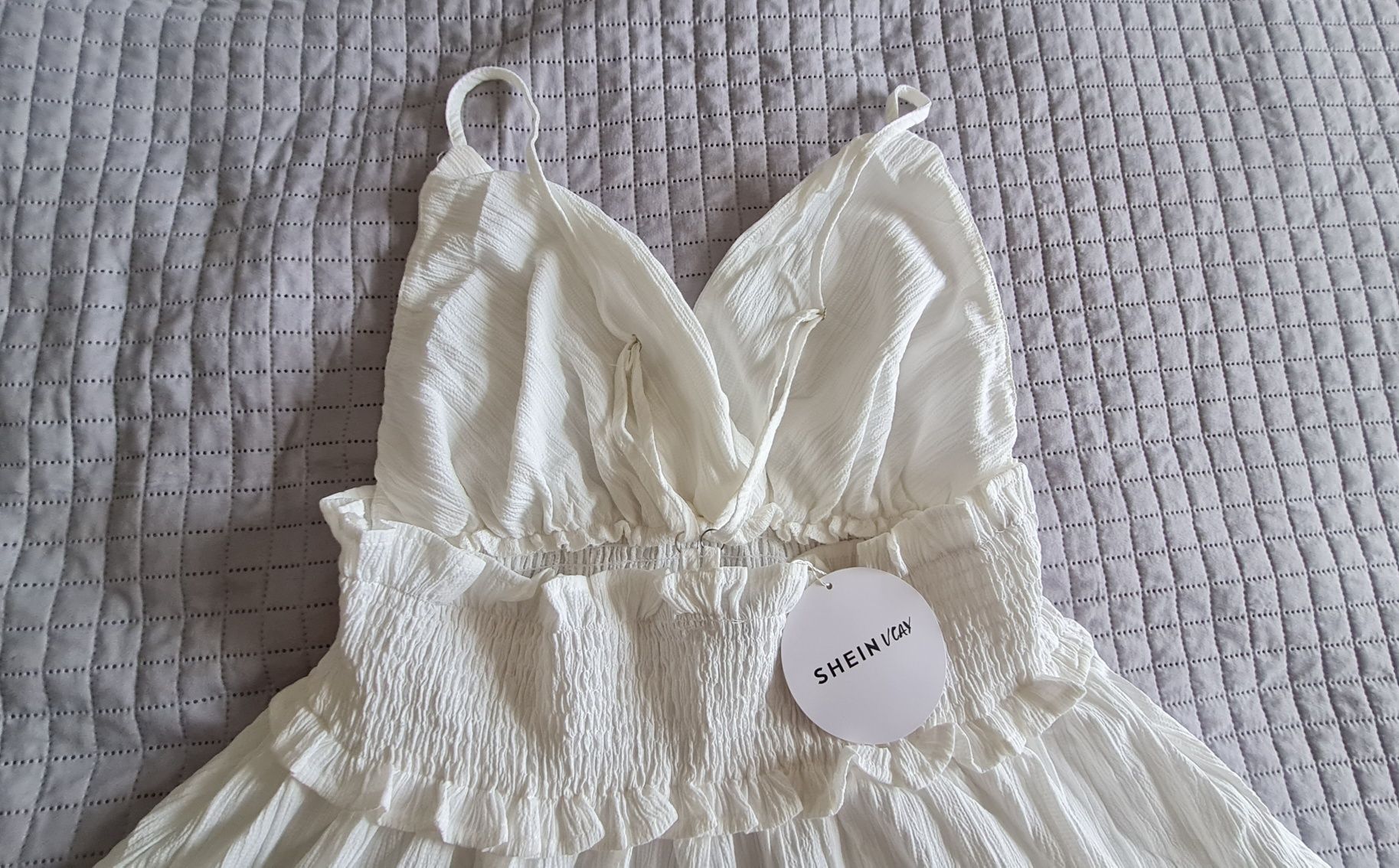 NOWA Sukienka na ramiączkach biała boho r. L/XL
