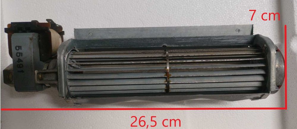 Ventilador tangencial retirado duma salamandra a pelets