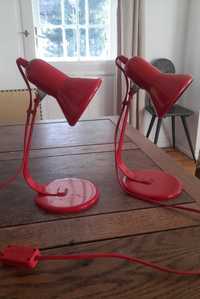 Dwie lampy Vrieland vintage prl czerwone metalowe