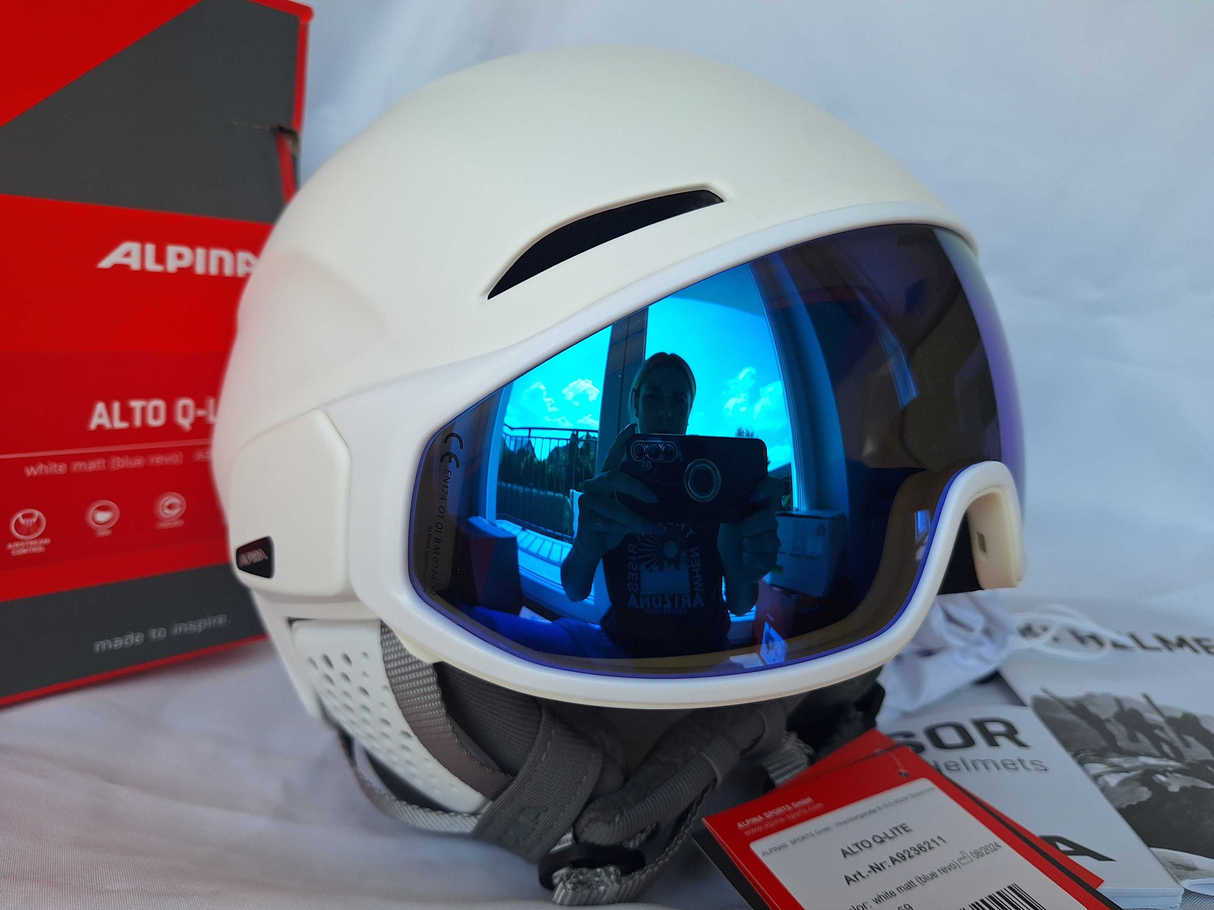 Kask narciarski Alpina Alto Q-Lite Visor White Matt M 55-59cm
