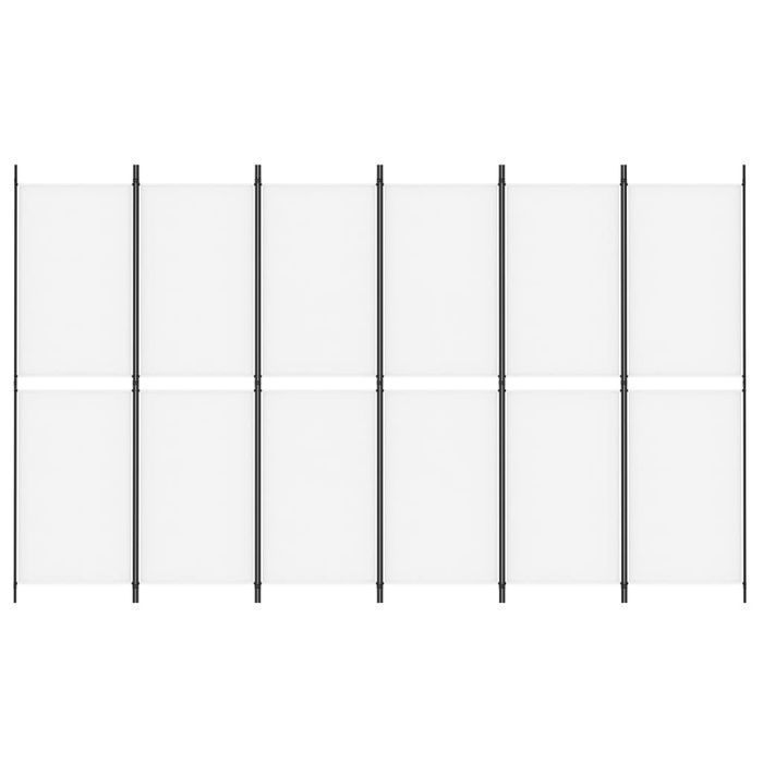 vidaXL Parawan 6-panelowy, biały, 300 x 180 cm, tkanina