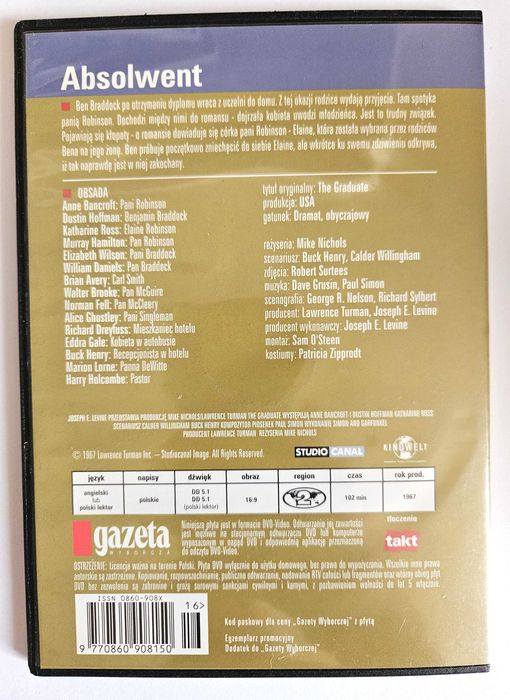 Absolwent DVD Anne Bancroft, Dustin Hoffman