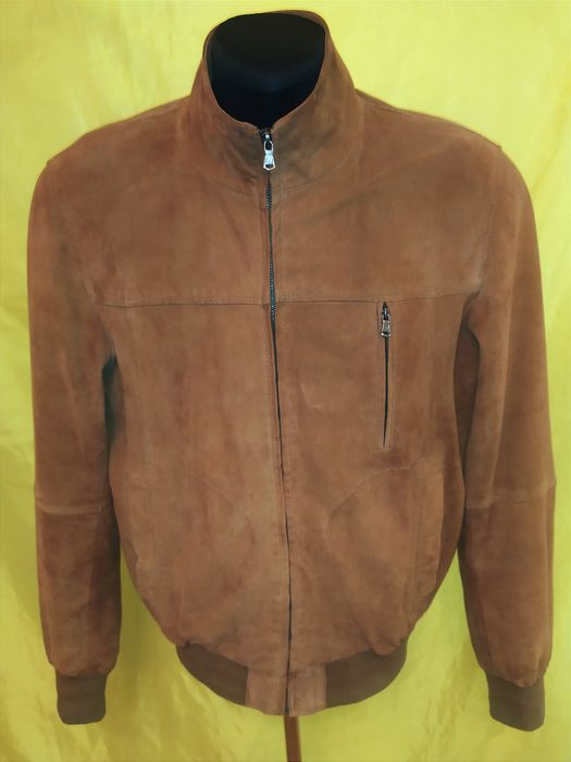 Пилот, бомбер кожаный лайковый замшевый, куртка деми Италия, р.52-54