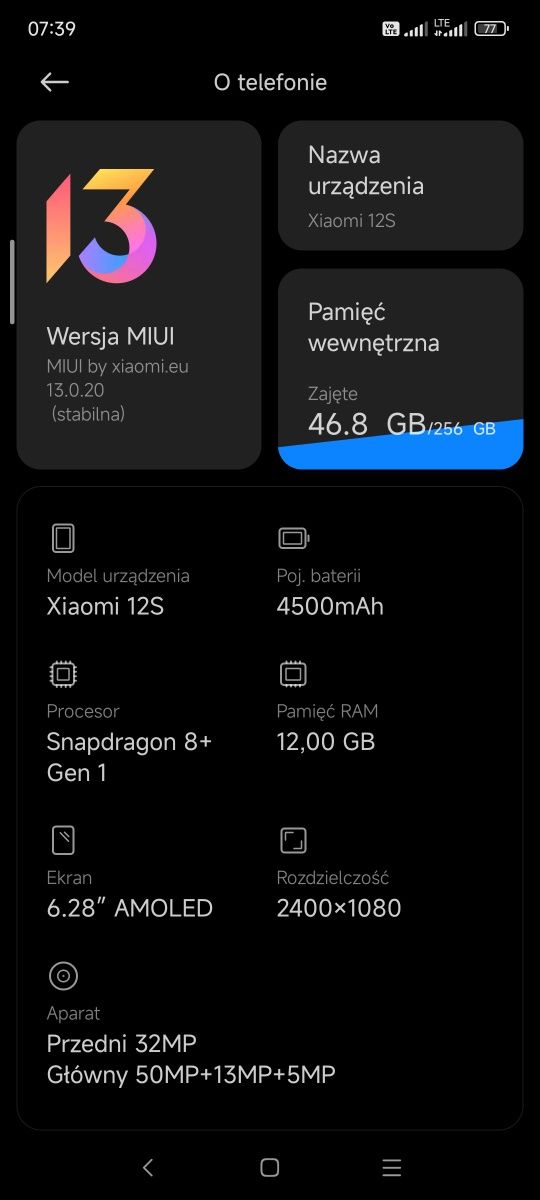 Xiaomi 12s Snapdragon 8 + gen 1 12/256 Leica purple