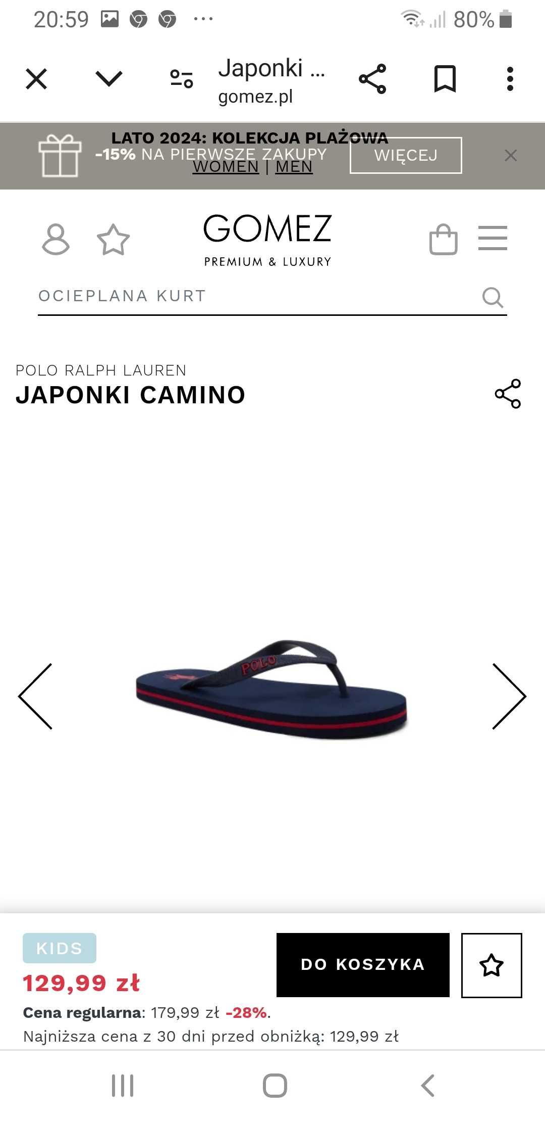 Klapki japonki na basen na plażę POLO 33 34