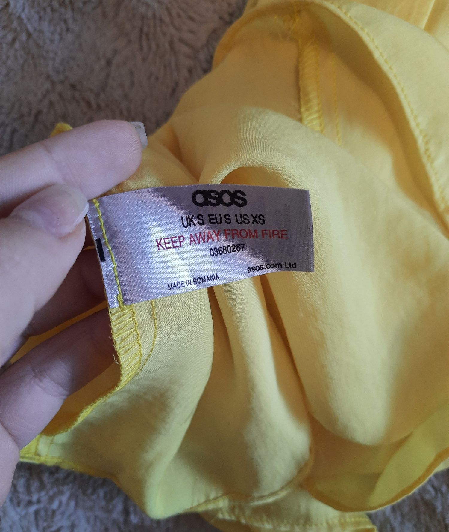 Żółta bluzka tunika Asos na ramiączkach z koronką gole plecy 36 38 S M