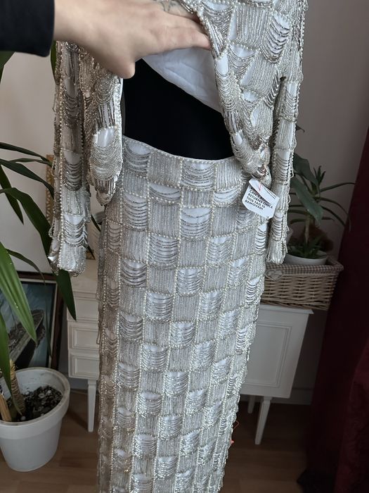 Sukienka cekinowa zestaw set bluzka spódnica midi asos luxe L 40 m 38